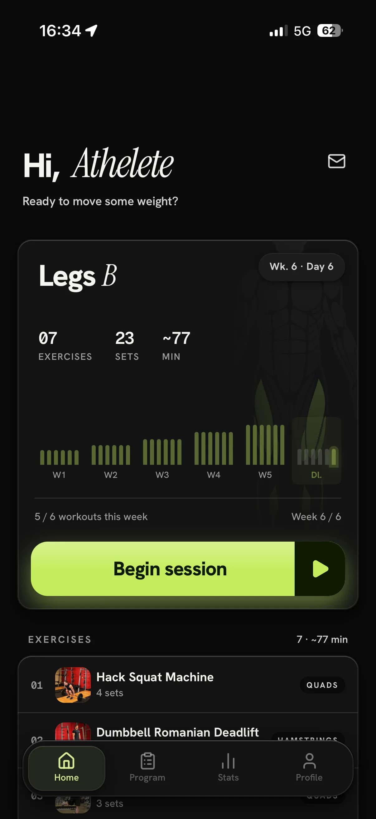 Overload Trainer home screen